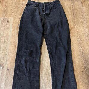 Reformation Black Cynthia Straight Leg High Rise Jeans Size 27